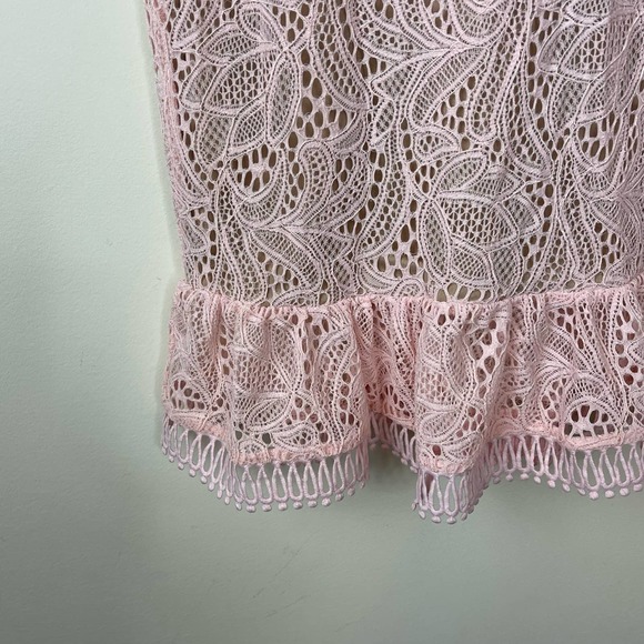 Bardot Pink Theodora Lace Sheath Mini Dress NWOT Size 4 / XS - Picture 3 of 10
